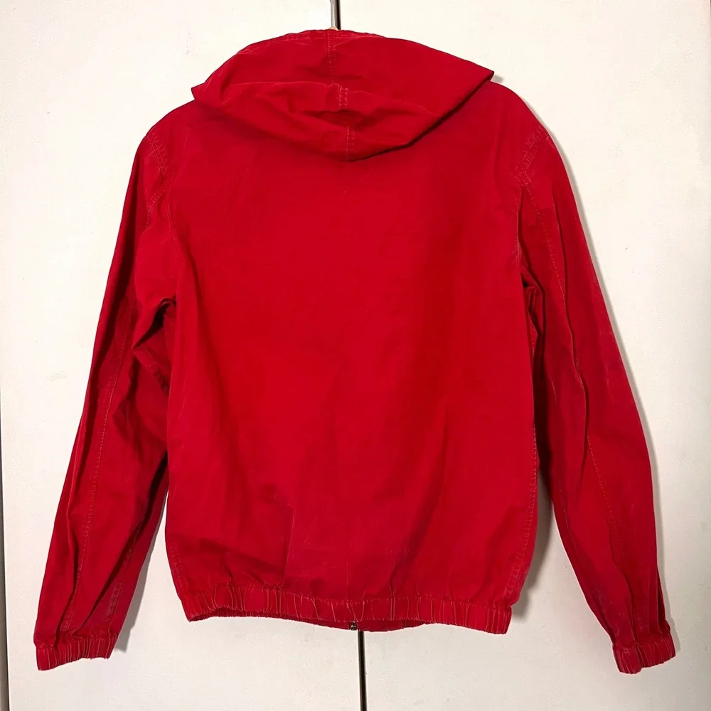 Polo Ralph Lauren Jacket Men XS Red Hooded Cotton Full Zip Classic Casual Preppy